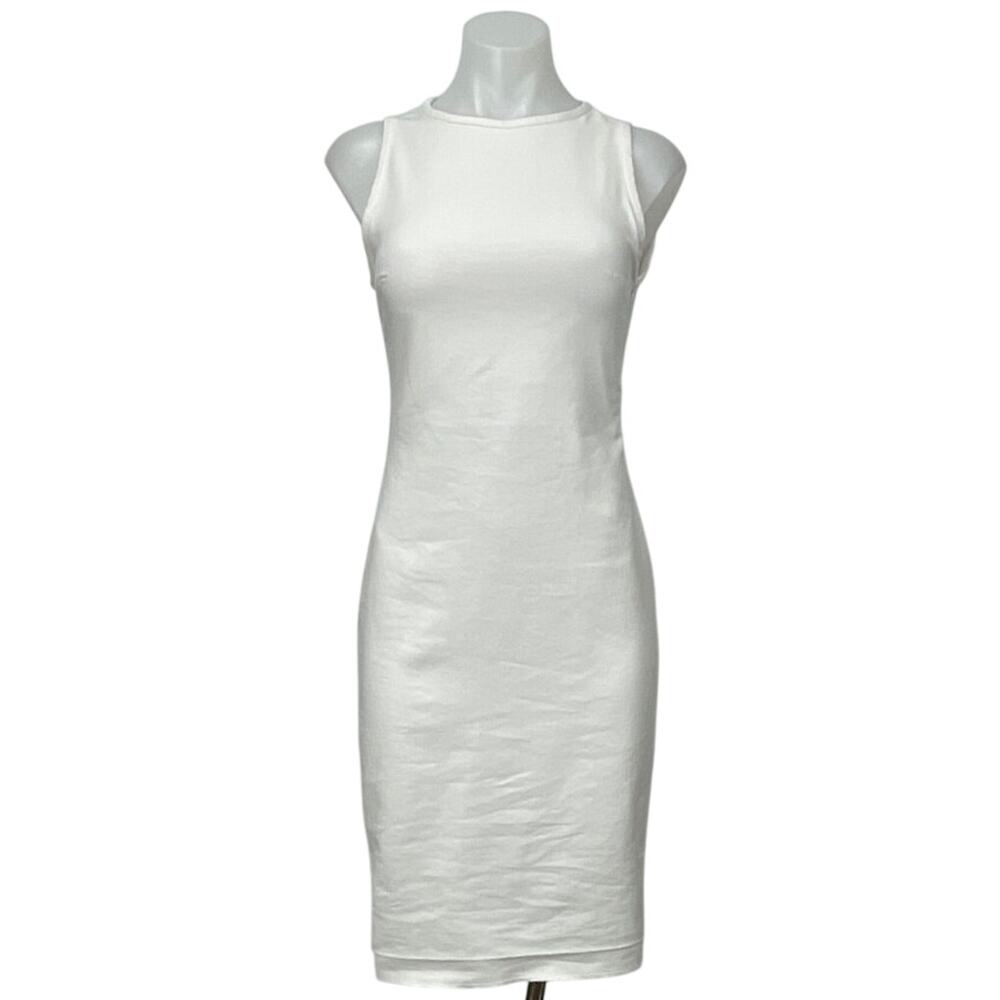 Zara Women's White Sleeveless Open Back Slim Midi Tank Sheath Bodycon Dress XS
